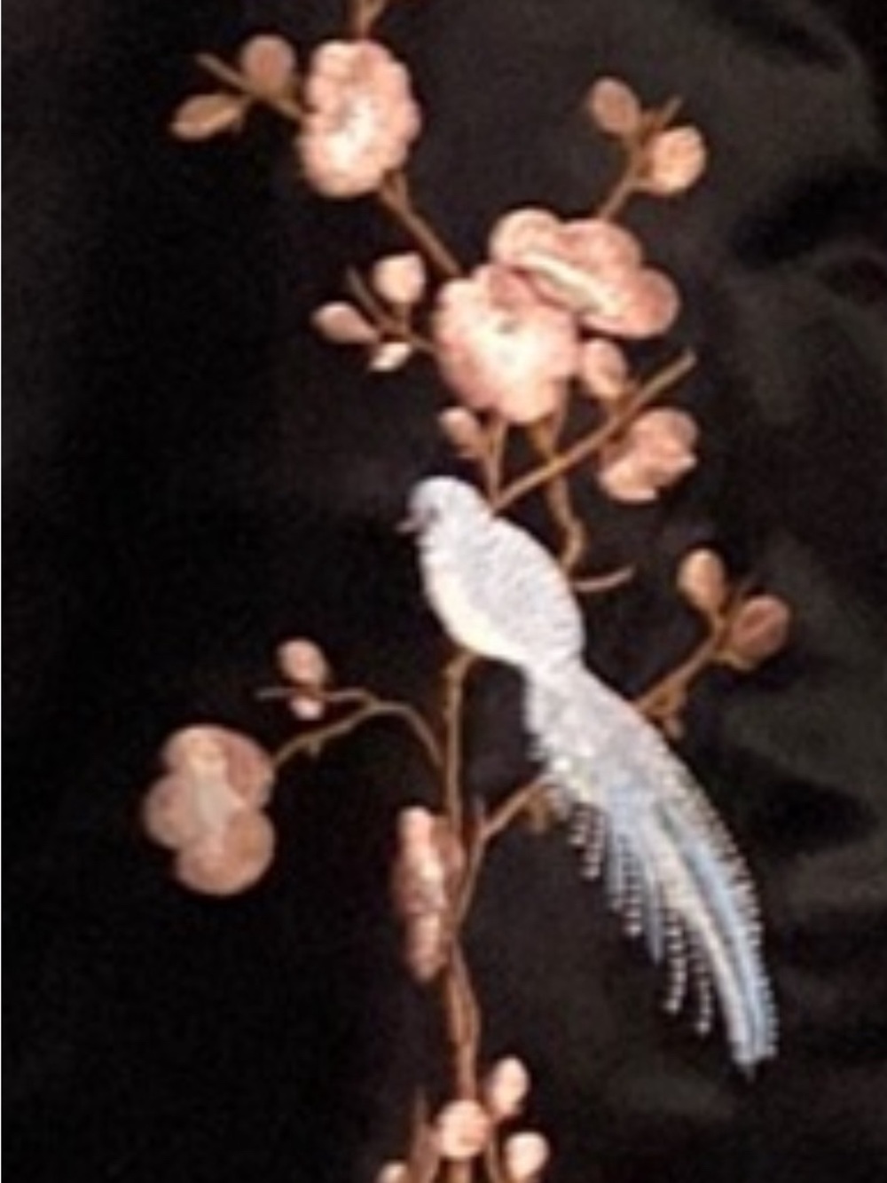 Satiny Soft Bomber Jacket Bird & Flower Embroidery by Ci Sono Originals M EUC - Picture 9 of 9